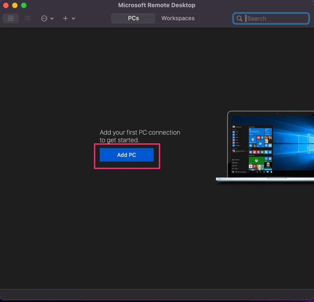 「Microsoft Remote Desktop」を使用してWindows環境に接続2